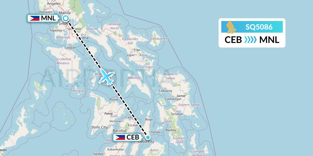 SQ5086 Singapore Airlines Flight Map: Cebu to Manila