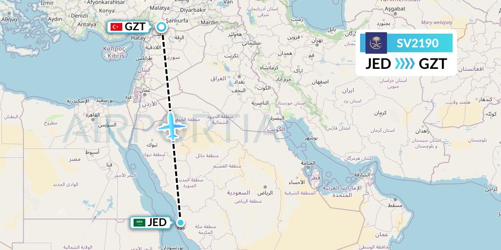 SV2190 Flight Status Saudi Arabian Airlines Jeddah to Gaziantep (SVA2190)