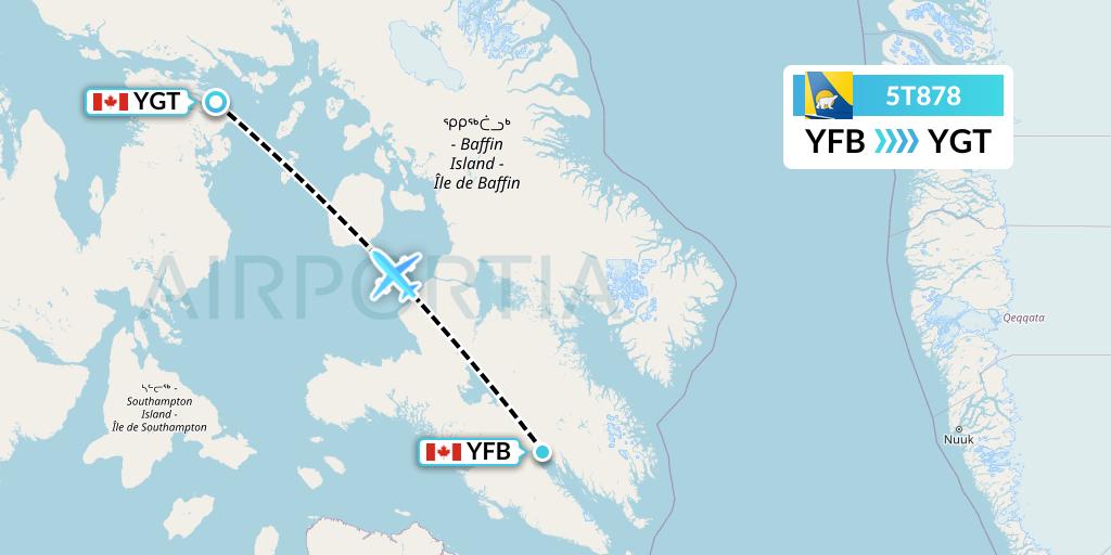 5T878 Canadian North Flight Map: Iqaluit to Igloolik