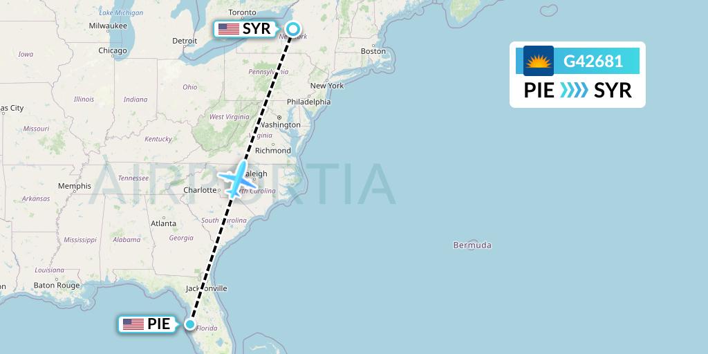 G42681 Allegiant Air Flight Map: St. Petersburg to Syracuse