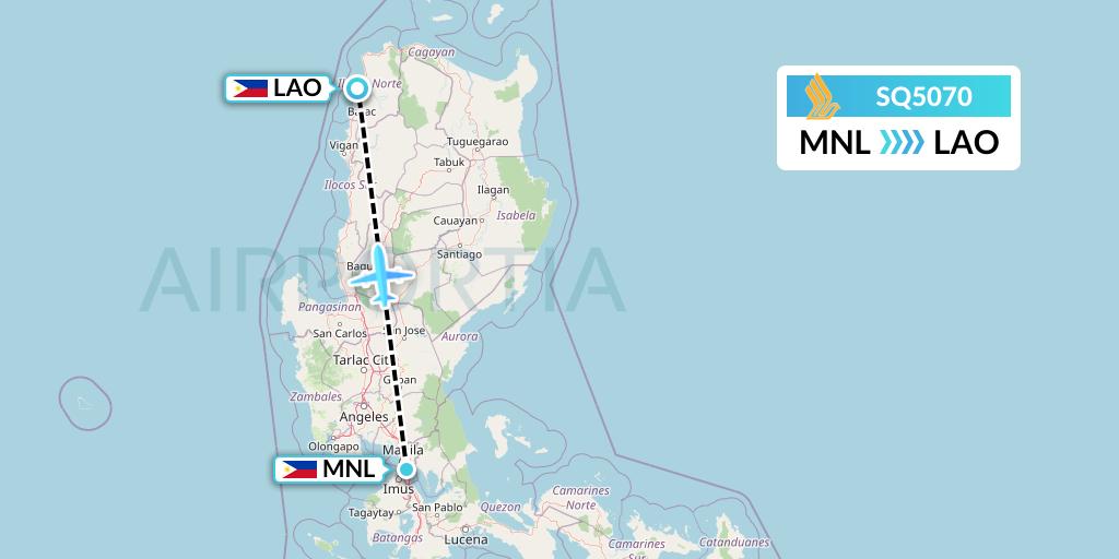 SQ5070 Singapore Airlines Flight Map: Manila to Laoag City