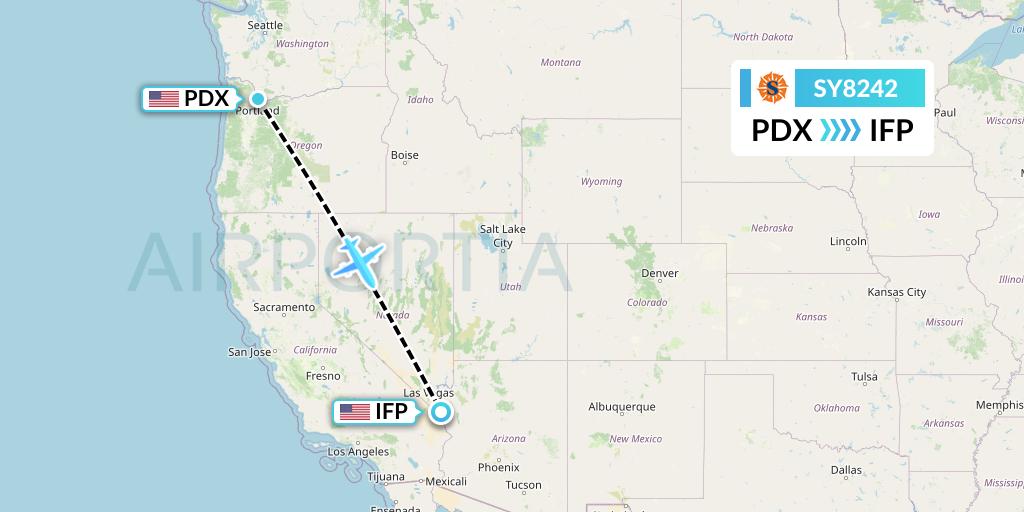 SY8242 Sun Country Airlines Flight Map: Portland to Bullhead City