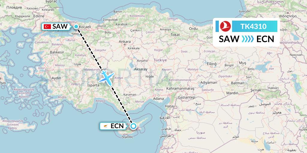 TK4310 Flight Status Turkish Airlines Istanbul to Tymvou (THY4310)