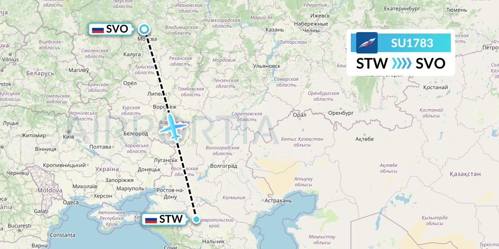 SU1783 Aeroflot Flight Map: Stavropol to Moscow
