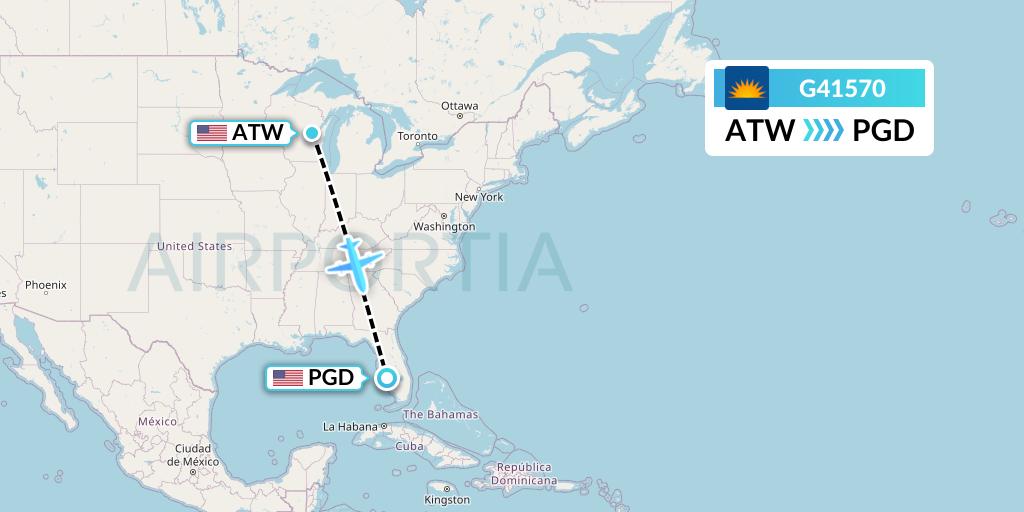 G41570 Allegiant Air Flight Map: Appleton to Punta Gorda