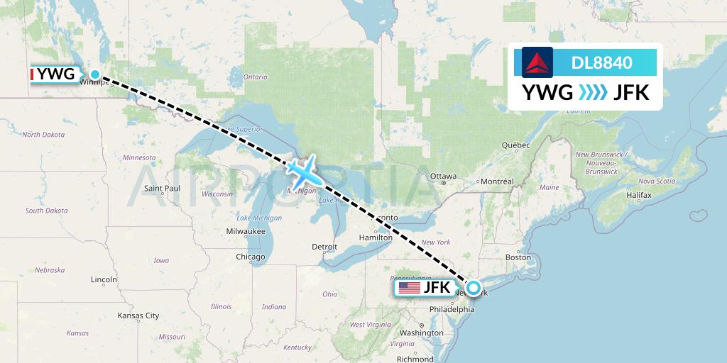 DL8840 Flight Status Delta Air Lines Winnipeg to New York (DAL8840)