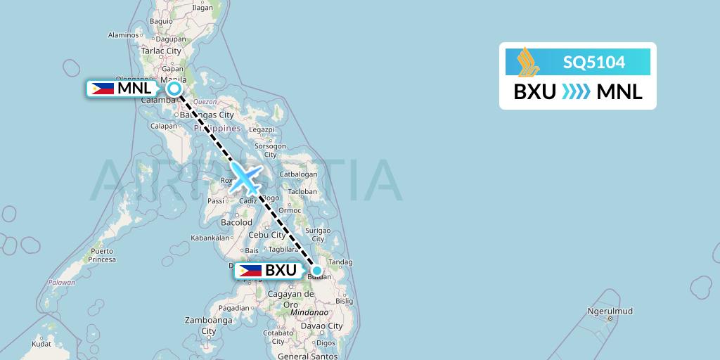 SQ5104 Singapore Airlines Flight Map: Butuan to Manila