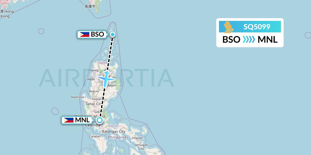 SQ5099 Singapore Airlines Flight Map: Basco to Manila