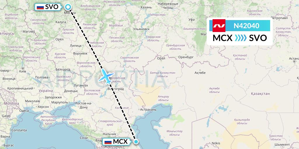 N42040 Nordwind Airlines Flight Map: Makhachkala to Moscow
