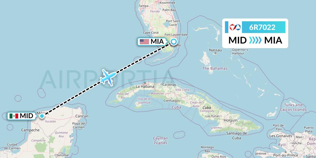 6R7022 Alrosa Flight Map: Merida to Miami
