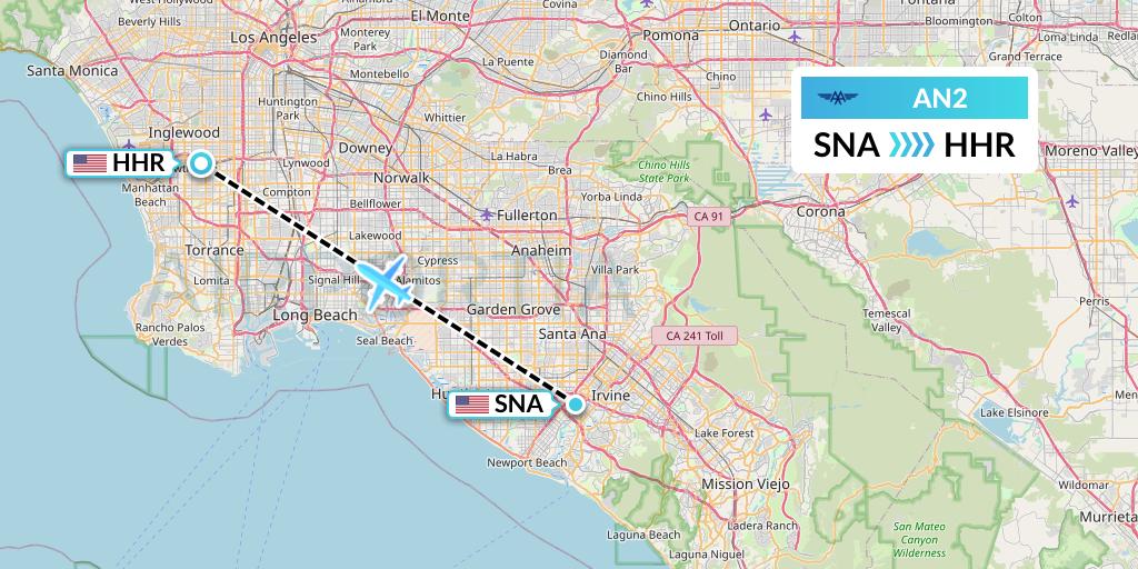 AN2 Advanced Air Flight Map: Orange County to Hawthorne
