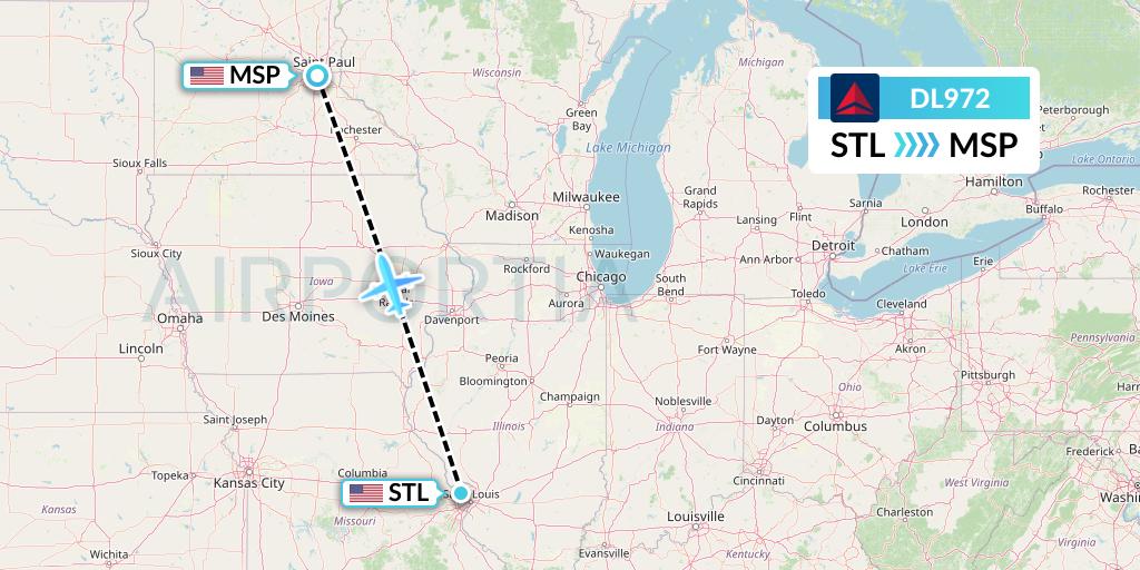 DL972 Flight Status Delta Air Lines St. Louis to Minneapolis (DAL972)