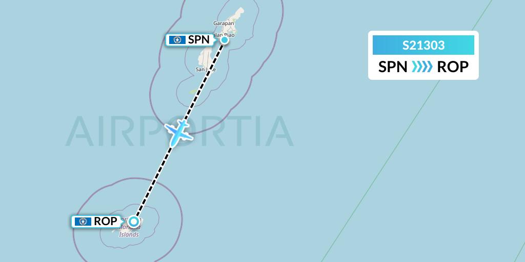 S21303 Star Marianas Air Flight Map: Saipan to Rota