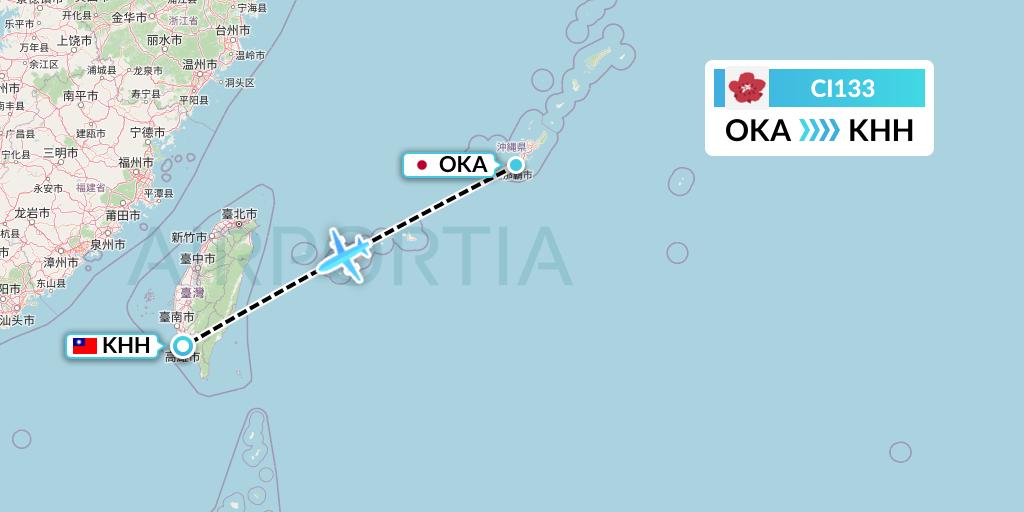 CI133 China Airlines Flight Map: Naha to Kaohsiung