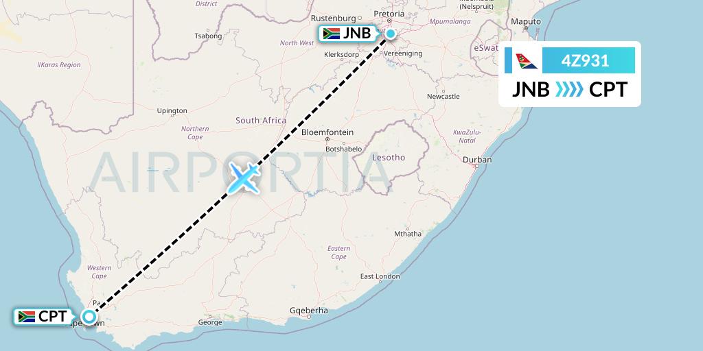4Z931 Flight Status Airlink Johannesburg to Cape Town (LNK931)