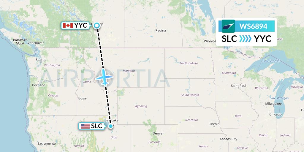 WS6894 Flight Status WestJet Salt Lake City to Calgary (WJA6894)