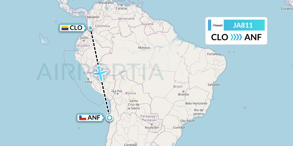 JA811 JetSMART Flight Map: Cali to Antofagasta