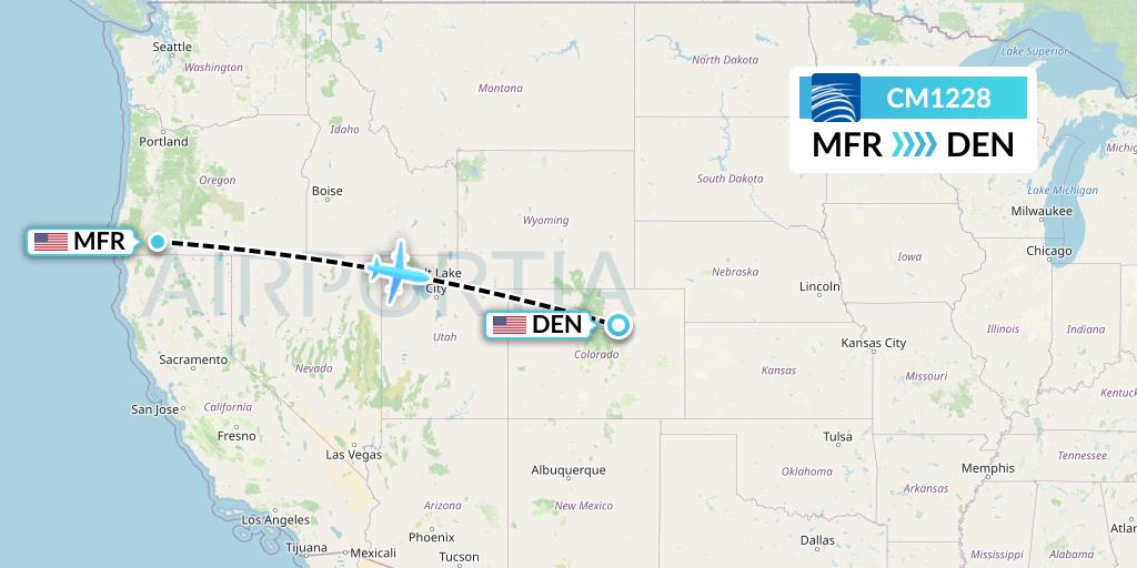 CM1228 Copa Airlines Flight Map: Medford to Denver