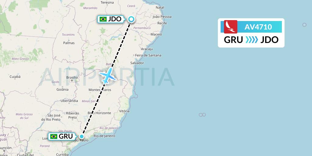 AV4710 Avianca Flight Map: Sao Paulo to Juazeiro Do Norte