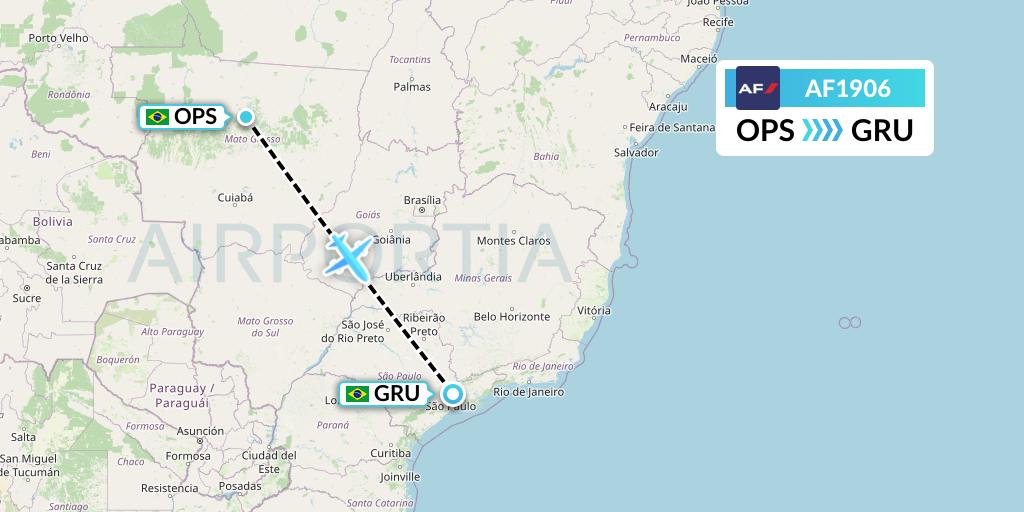 AF1906 Air France Flight Map: Sinop to Sao Paulo