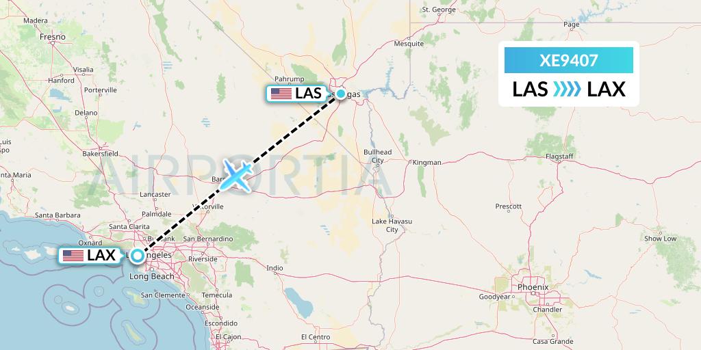 XE9407 Jsx Flight Map: Las Vegas to Los Angeles