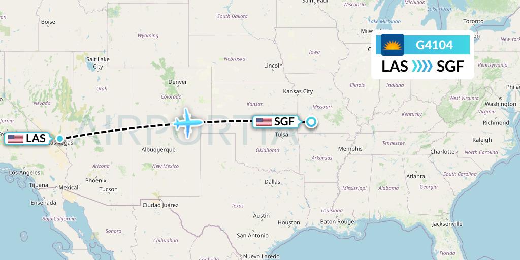 G4104 Allegiant Air Flight Map: Las Vegas to Springfield