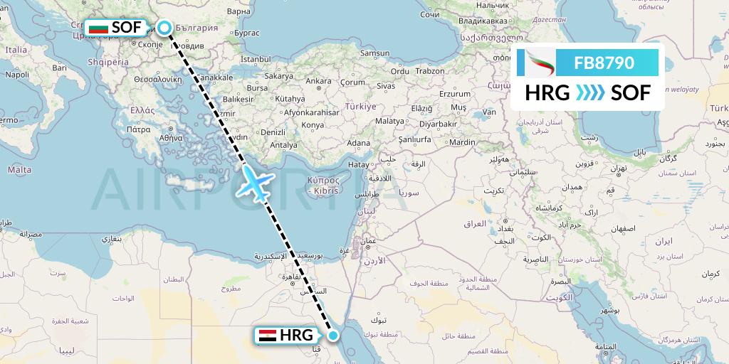 FB8790 Bulgaria Air Flight Map: Hurghada to Sofia