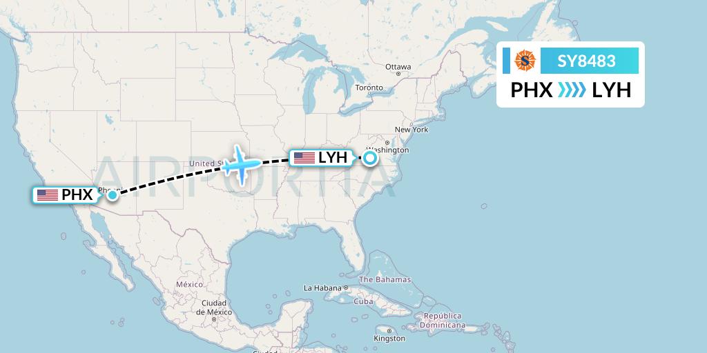 SY8483 Flight Status Sun Country Airlines Phoenix to Lynchburg (SCX8483)