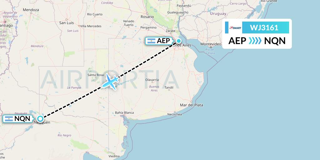 WJ3161 Jetsmart Airlines Flight Map: Buenos Aires to Neuquen