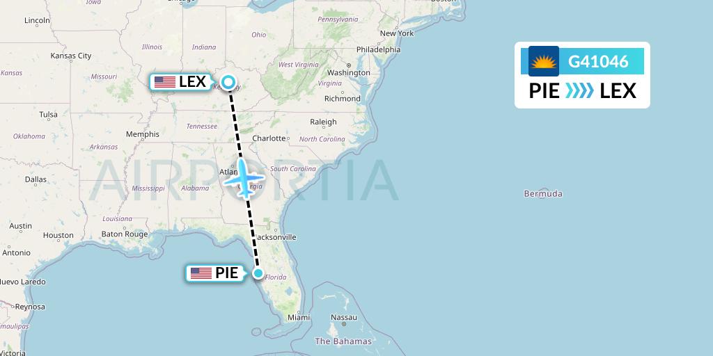 G41046 Allegiant Air Flight Map: St. Petersburg to Lexington