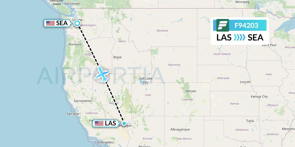F94203 Frontier Airlines Flight Map: Las Vegas to Seattle