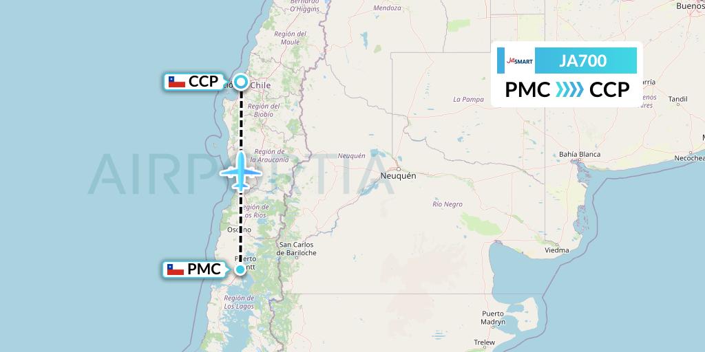 JA700 JetSMART Flight Map: Puerto Montt to Concepcion
