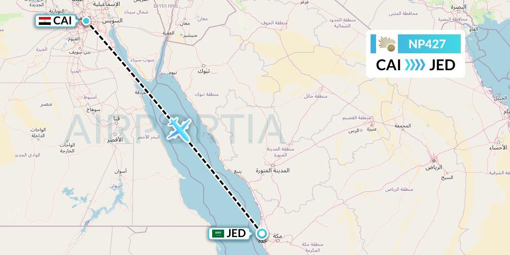 NP427 Nile Air Flight Map: Cairo to Jeddah