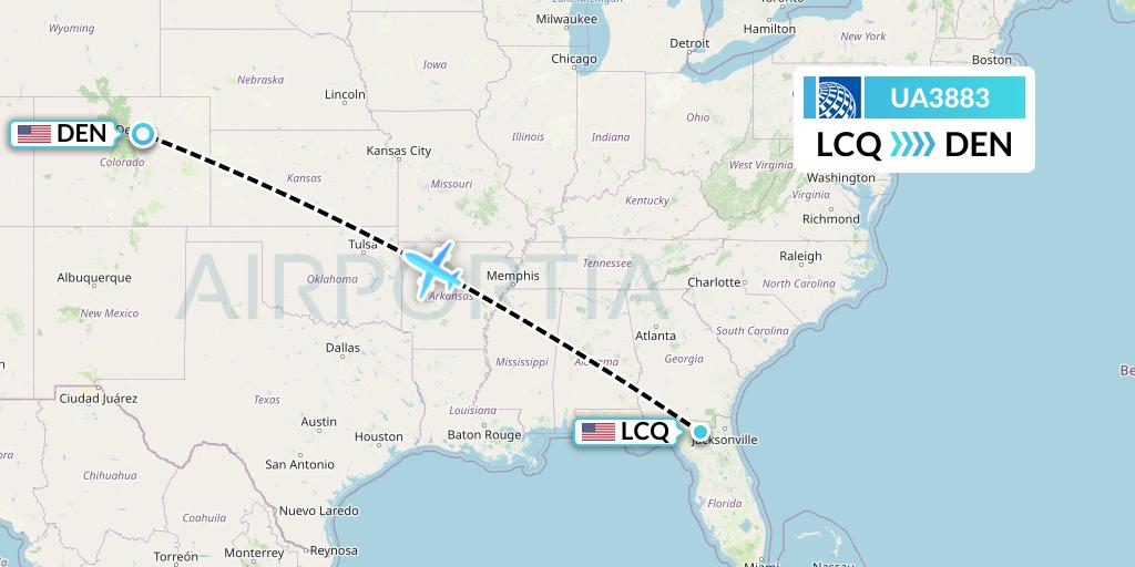 UA3883 United Airlines Flight Map: Lake City to Denver