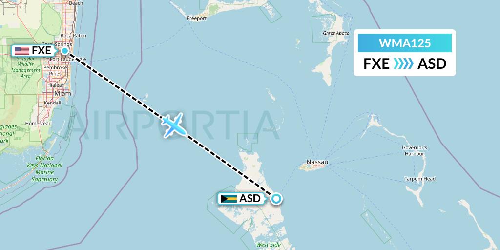 WMA125 Watermakers Air Flight Map: Fort Lauderdale to Bahamas