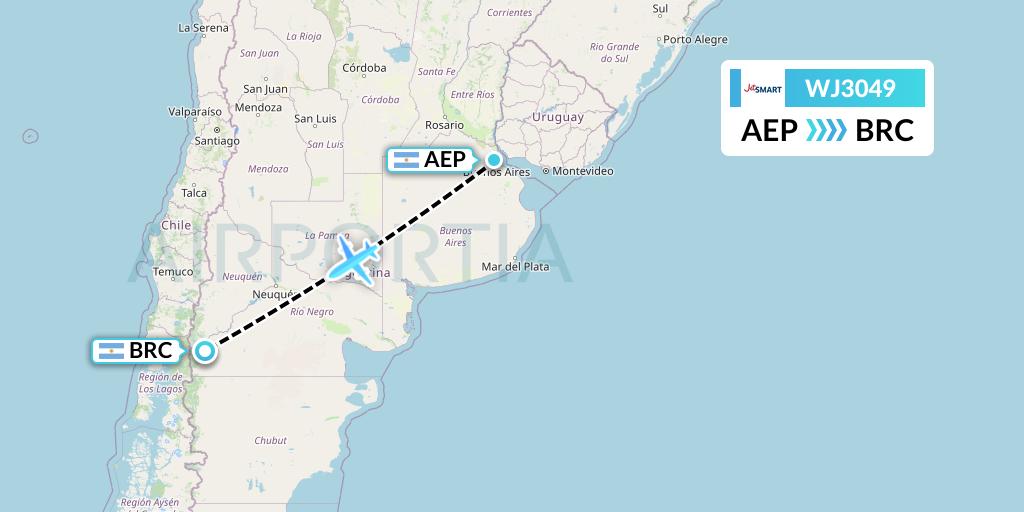 WJ3049 Jetsmart Airlines Flight Map: Buenos Aires to San Carlos de Bariloche