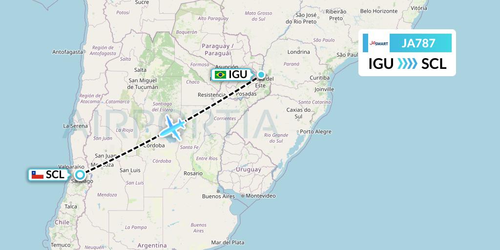 JA787 JetSMART Flight Map: Foz do Iguacu to Santiago