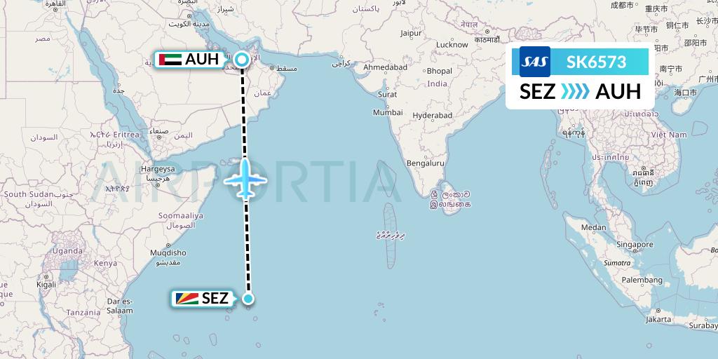 SK6573 SAS Flight Map: Victoria to Abu Dhabi