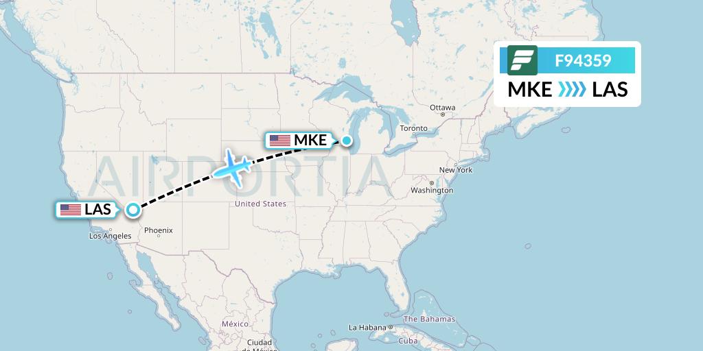 F94359 Frontier Airlines Flight Map: Milwaukee to Las Vegas