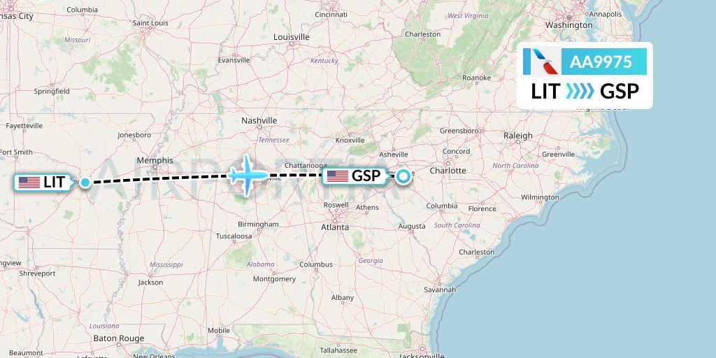 AA9975 Flight Status American Airlines Little Rock to Greenville