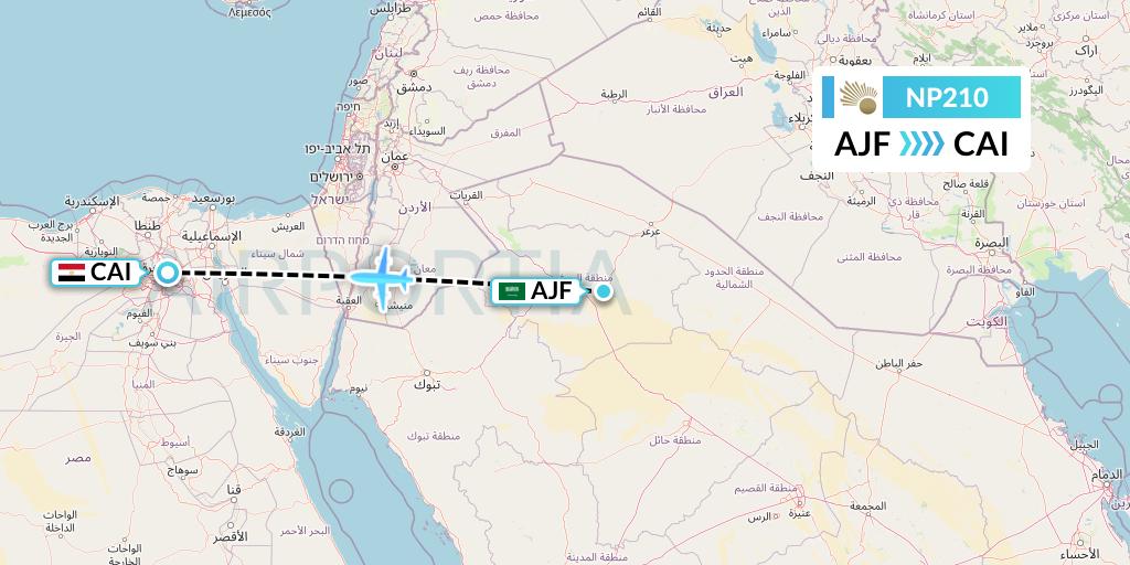 NP210 Nile Air Flight Map: Sakaka to Cairo