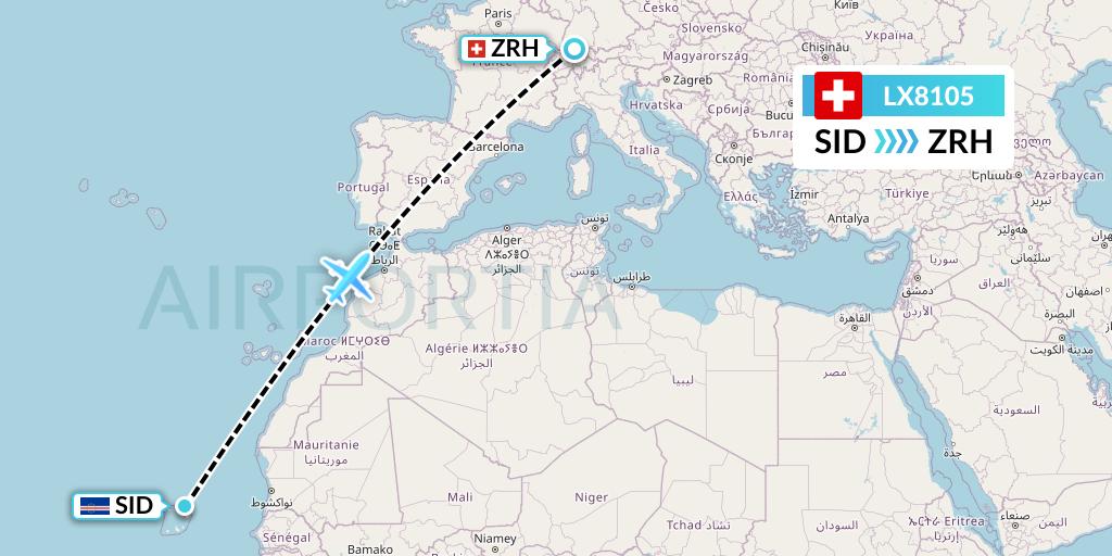 LX8105 Swiss Flight Map: Espargos to Zurich