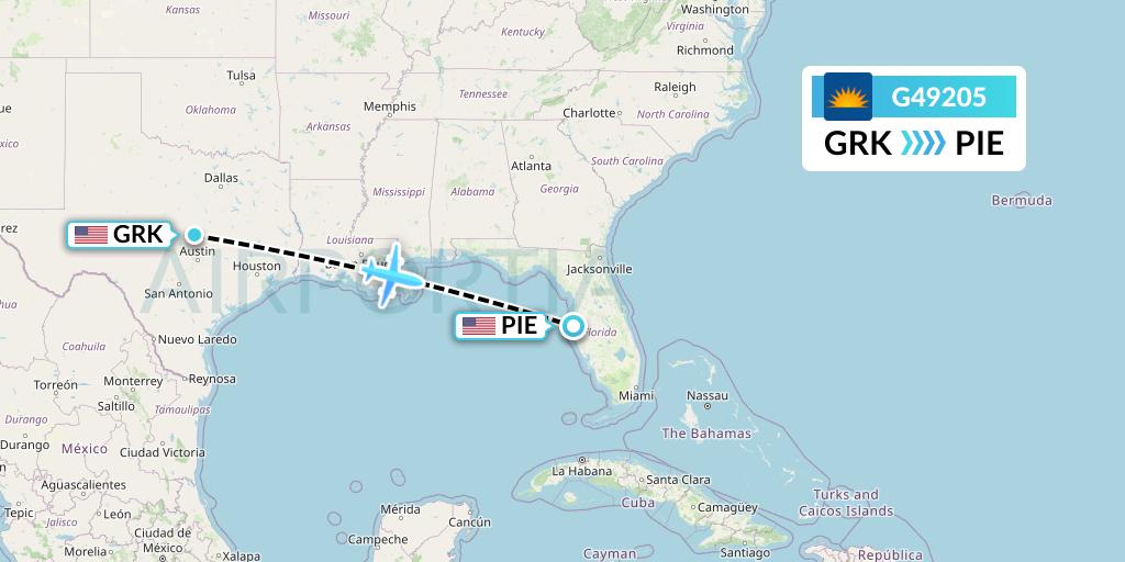 G49205 Flight Status Allegiant Air Killeen to St. Petersburg (AAY9205)