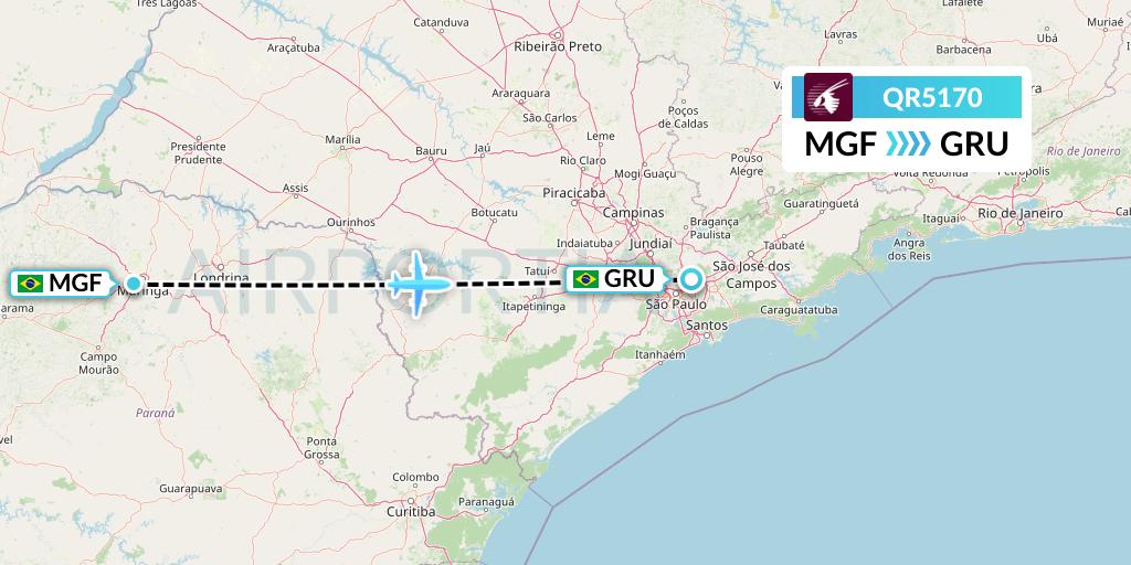 QR5170 Qatar Airways Flight Map: Maringa to Sao Paulo