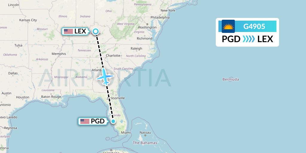 G4905 Allegiant Air Flight Map: Punta Gorda to Lexington