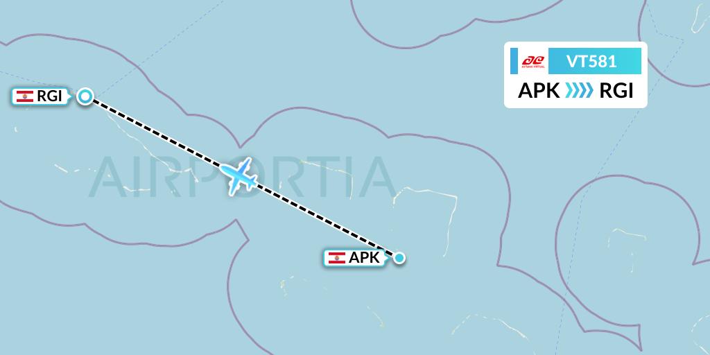 VT581 Air Tahiti Flight Map: Apataki to Rangiroa