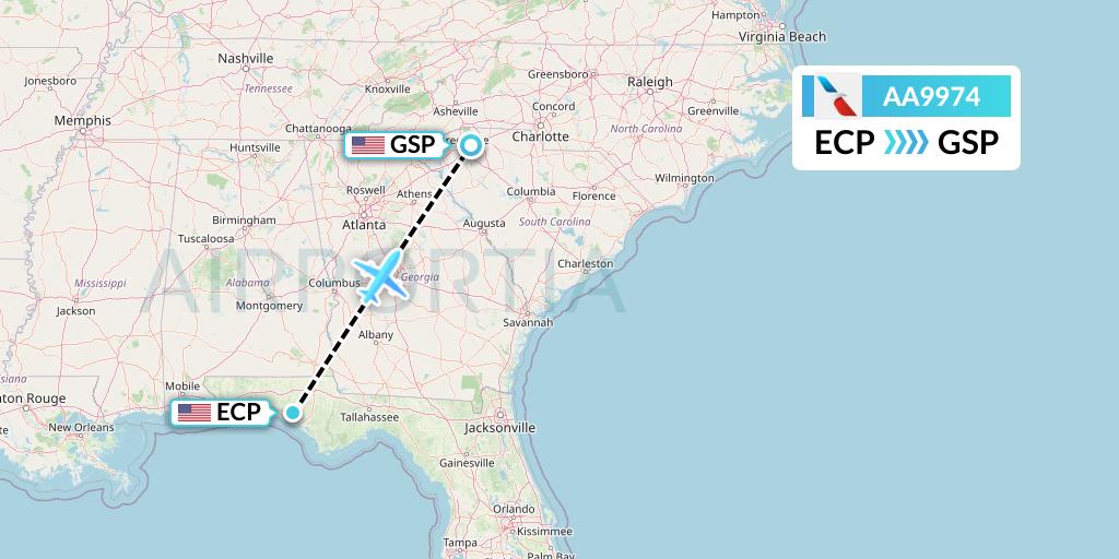 AA9974 Flight Status American Airlines Panama City to Greenville