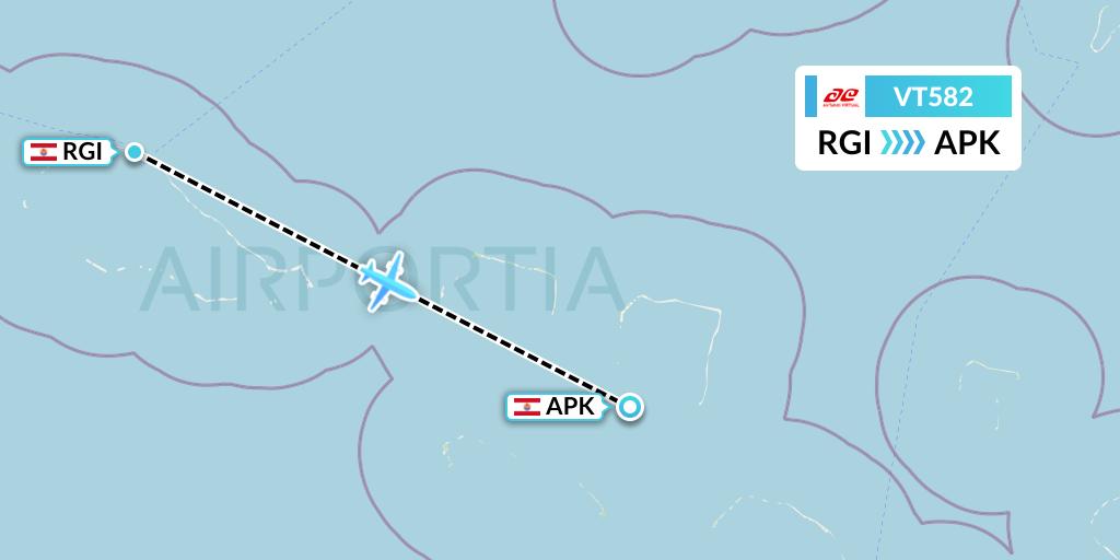 VT582 Air Tahiti Flight Map: Rangiroa to Apataki