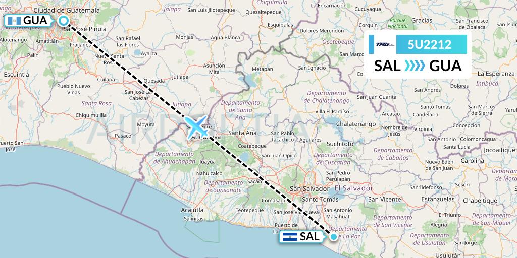 5U2212 Flight Status TAG Airlines San Salvador to Guatemala City (TGU2212)