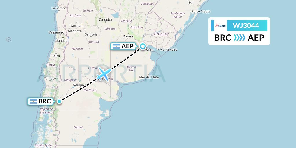 WJ3044 Jetsmart Airlines Flight Map: San Carlos de Bariloche to Buenos Aires